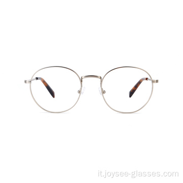 Nuovo corridoio pieno di buona qualità round semplice design semplice telai per occhiali in metallo classico